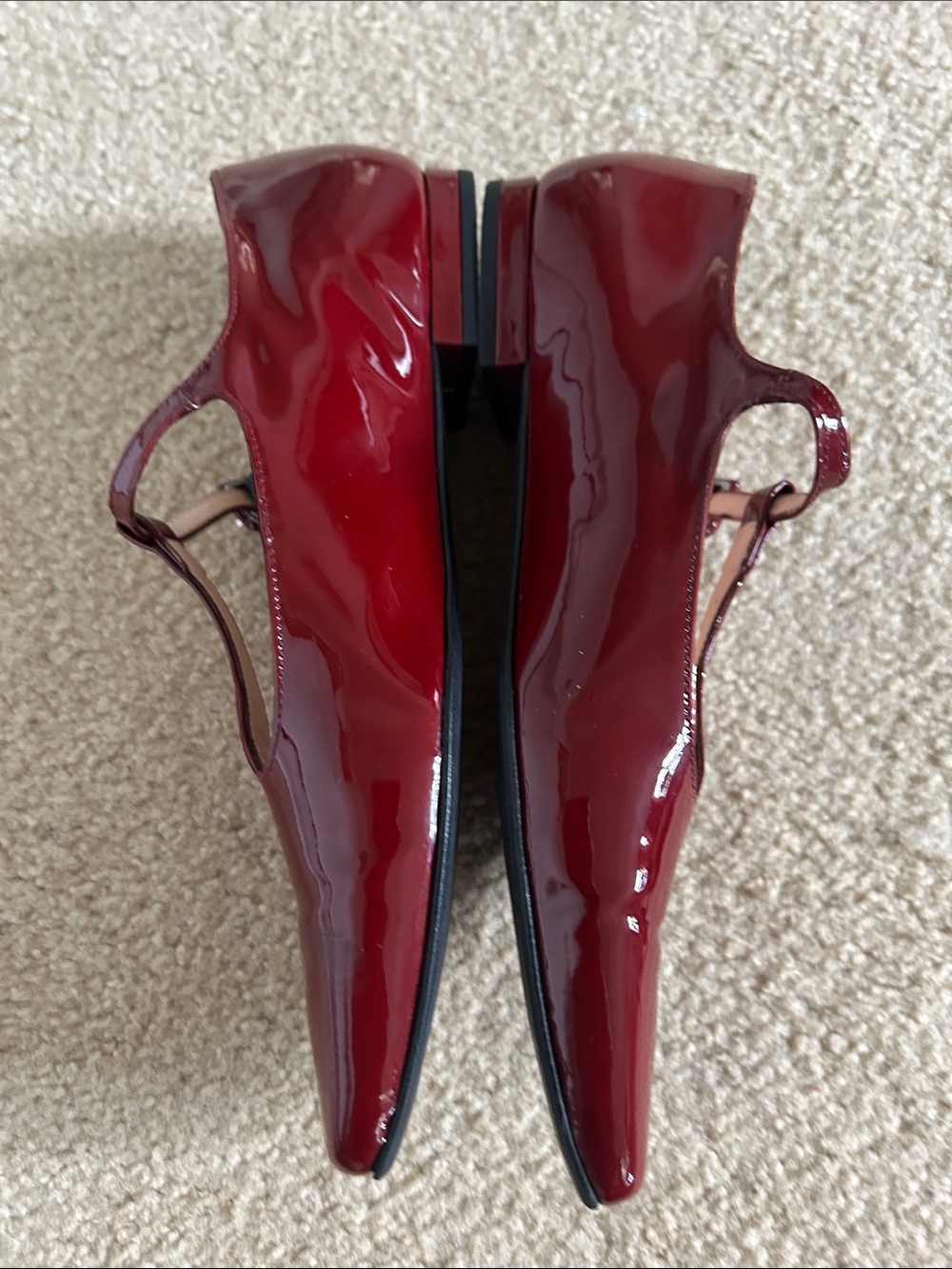 L’idea by Lori Burgundy Italian Patent Leather T-Strap Mary Jane Flats sz 8.5 - Picture 4 of 8